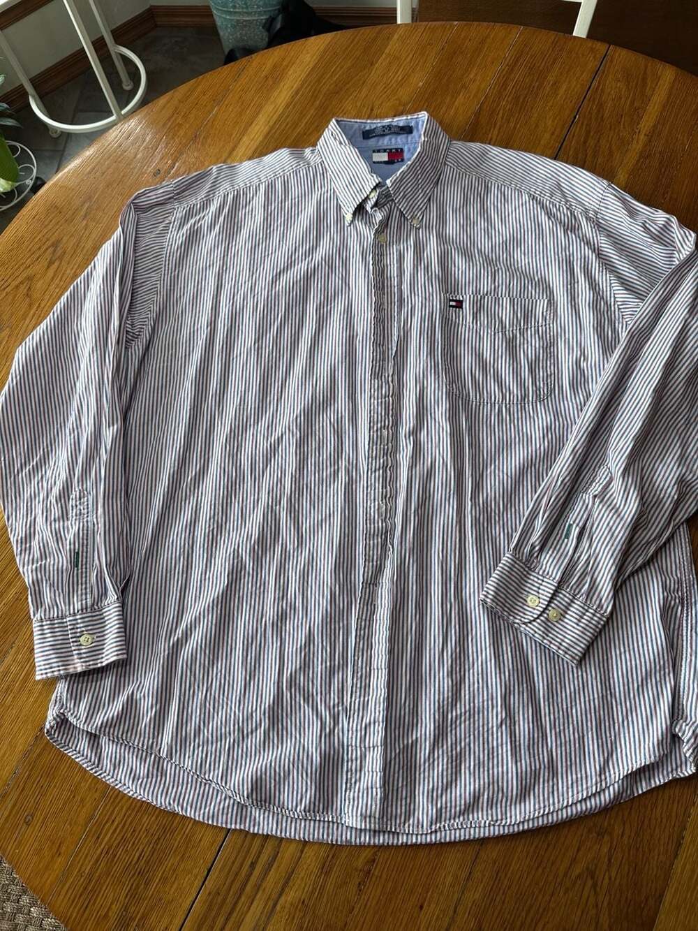 Tommy Hilfiger Button Down Shirt Striped Cotton Long Sleeve